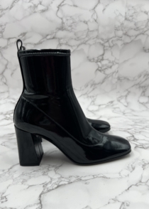 Bottines Luxe Sergio Rossi En Cuir D'Agneau Noir - Talon Haut - Pointure 40 - Occasion Parfait État